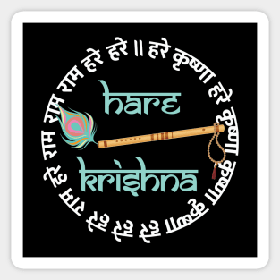 Hare Krishna Mantra Indian Flute Peacock Feather Tulsi Mala Sticker